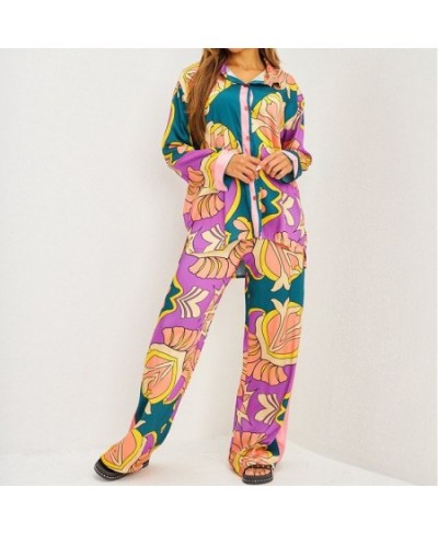 New Fashion Print Elegant Women's Pajamas Set 2023 Elastic Waist Straight 2 Piece Set Suit Casual Chic Youth Vacation Home Su...