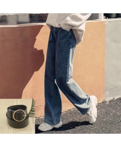 2023 Winter Plus Velvet Warm Jeans Women Fashion High Waist Thicken Fleece Straight Pants Belt Denim Wide Leg Trousers $54.78...