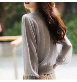 Knitting Cardigan Women Sweater Summer Korean Solid Color Loose V-neck Light Breathable Cardigan Sunscreen Long Sleeves Top $...