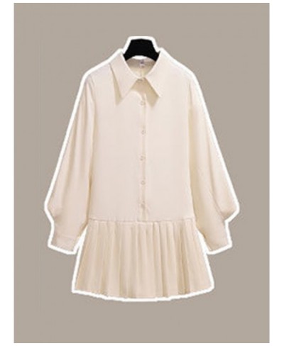 Women's Spring Suit Vintage Contrast Color Stitching Large Size 2022 Korean College Knitted Vest + Button Shirt Dress 2pcs Se...