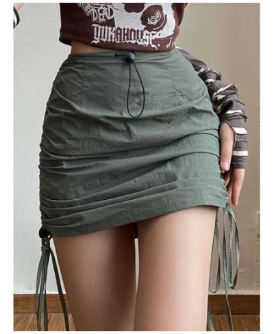 Mini Skirt Folds Cargo Skirt Strap Women's Summer Skirts Sexy Solid Women's Short Skirt 2000s Clothes Cyber Y2k Japanese $35....