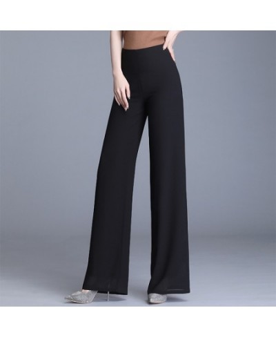 2023 Summer Women Chiffon Pants Solid Color High Waist Wide Leg Pants Casual Long Trousers Loose Korean OL Work Pants $42.45 ...