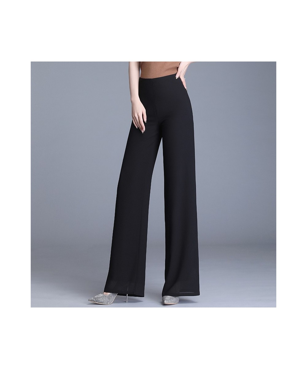 2023 Summer Women Chiffon Pants Solid Color High Waist Wide Leg Pants Casual Long Trousers Loose Korean OL Work Pants $42.45 ...