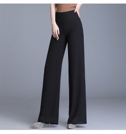 2023 Summer Women Chiffon Pants Solid Color High Waist Wide Leg Pants Casual Long Trousers Loose Korean OL Work Pants $42.45 ...