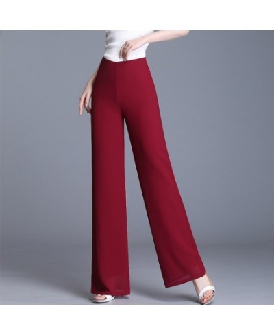 2023 Summer Women Chiffon Pants Solid Color High Waist Wide Leg Pants Casual Long Trousers Loose Korean OL Work Pants $42.45 ...