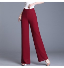 2023 Summer Women Chiffon Pants Solid Color High Waist Wide Leg Pants Casual Long Trousers Loose Korean OL Work Pants $42.45 ...