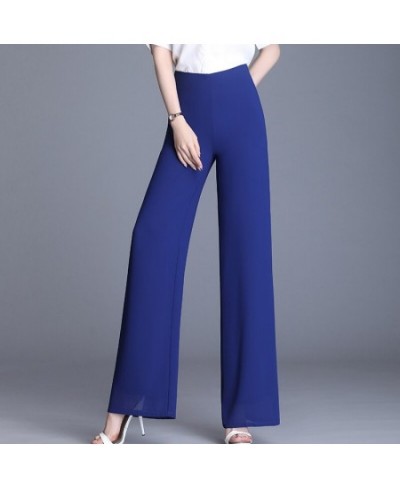 2023 Summer Women Chiffon Pants Solid Color High Waist Wide Leg Pants Casual Long Trousers Loose Korean OL Work Pants $42.45 ...