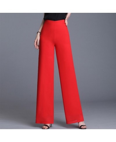 2023 Summer Women Chiffon Pants Solid Color High Waist Wide Leg Pants Casual Long Trousers Loose Korean OL Work Pants $42.45 ...