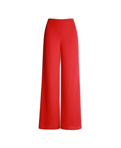 2023 Summer Women Chiffon Pants Solid Color High Waist Wide Leg Pants Casual Long Trousers Loose Korean OL Work Pants $42.45 ...