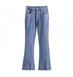 Women's 100/150KG Pants High Waist Slim Casual Loose Flare Jeans 3315 $73.81 - Jeans