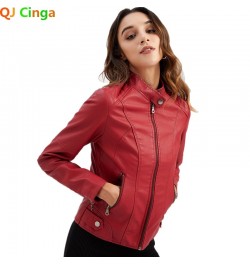 Spring and Autumn New Style Gules Leather Jacket Women's Fashionable Trim Motorcycle Women Coat Black Purple Brown S-4XL $66....