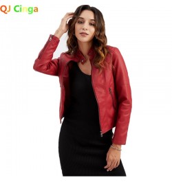 Spring and Autumn New Style Gules Leather Jacket Women's Fashionable Trim Motorcycle Women Coat Black Purple Brown S-4XL $66....