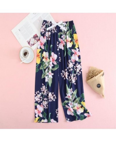 2023 Soft Pajamas Pants Sleep Bottoms Women Printed Japanese Style Spring Summer Cotton Home Pants Loose Large Size Trousers ...