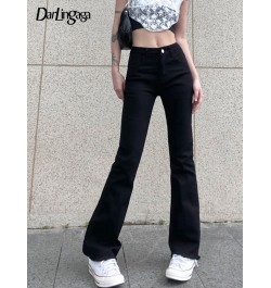 Casual Basic Black Skinny High Waisted Flared Jeans Female Solid Korean Style Slim Denim Trousers Burr Gothic Outfits $49.43 ...