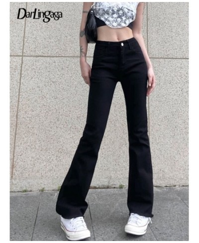 Casual Basic Black Skinny High Waisted Flared Jeans Female Solid Korean Style Slim Denim Trousers Burr Gothic Outfits $49.43 ...