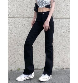 Casual Basic Black Skinny High Waisted Flared Jeans Female Solid Korean Style Slim Denim Trousers Burr Gothic Outfits $49.43 ...