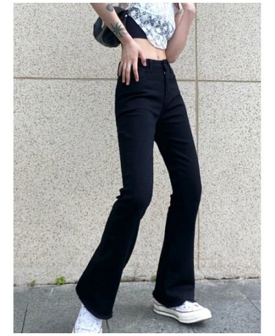 Casual Basic Black Skinny High Waisted Flared Jeans Female Solid Korean Style Slim Denim Trousers Burr Gothic Outfits $49.43 ...