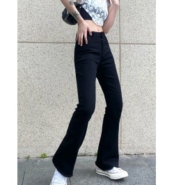 Casual Basic Black Skinny High Waisted Flared Jeans Female Solid Korean Style Slim Denim Trousers Burr Gothic Outfits $49.43 ...