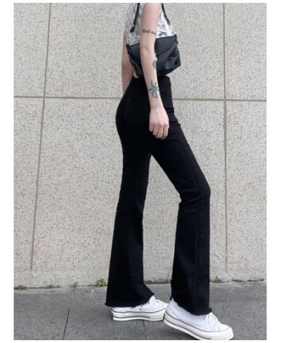 Casual Basic Black Skinny High Waisted Flared Jeans Female Solid Korean Style Slim Denim Trousers Burr Gothic Outfits $49.43 ...