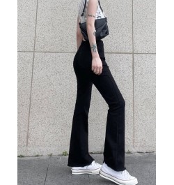 Casual Basic Black Skinny High Waisted Flared Jeans Female Solid Korean Style Slim Denim Trousers Burr Gothic Outfits $49.43 ...