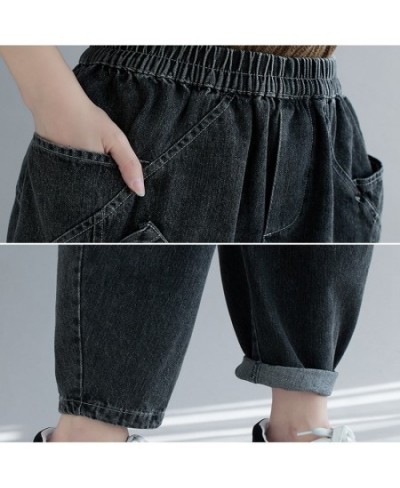 New large size women's jeans 5XL 6XL 7XL 8XL hip lift 150CM fashion casual slant pockets loose retro elastic waist thick jean...