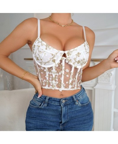 Women Top Sexy Perspective Bra Lace Seamless Underwear Tulle Tank Top Bra Solid Soft Transparent Female $24.08 - Underwear