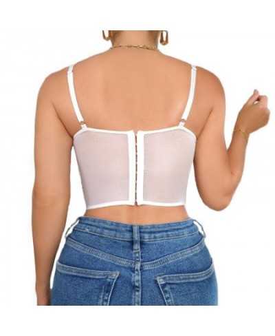 Women Top Sexy Perspective Bra Lace Seamless Underwear Tulle Tank Top Bra Solid Soft Transparent Female $24.08 - Underwear