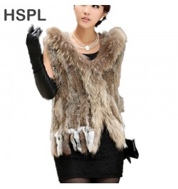 Women Spring Hooded Knitted Real Fur Vest Hot-sale Knitted short rabbit fur gilet with hood with raccoon fur trim for women $...