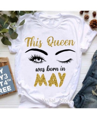 This Queen Was Born In July/may/March Graphic Print T-Shirts Femme Makeup Eyelashes T Shirt Female Summer Fashion Tee shirt $...