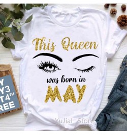 This Queen Was Born In July/may/March Graphic Print T-Shirts Femme Makeup Eyelashes T Shirt Female Summer Fashion Tee shirt $...