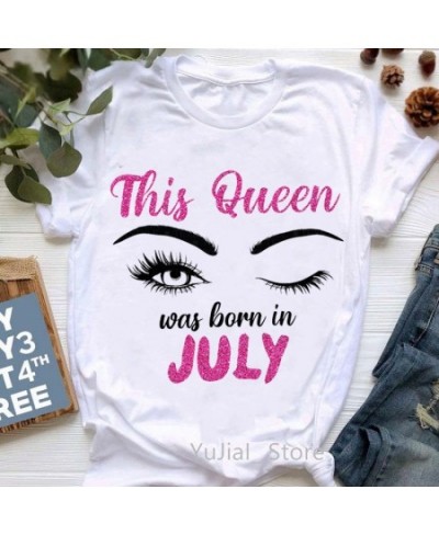 This Queen Was Born In July/may/March Graphic Print T-Shirts Femme Makeup Eyelashes T Shirt Female Summer Fashion Tee shirt $...