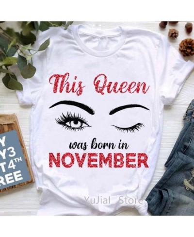 This Queen Was Born In July/may/March Graphic Print T-Shirts Femme Makeup Eyelashes T Shirt Female Summer Fashion Tee shirt $...