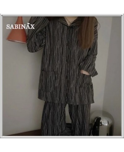 2022 Spring Autumn Women's New Black Zebra Striped Pajamas Long-sleeved Lazy Style Home Lounge Wear $41.56 - Tops & Tees