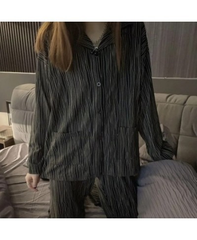 2022 Spring Autumn Women's New Black Zebra Striped Pajamas Long-sleeved Lazy Style Home Lounge Wear $41.56 - Tops & Tees