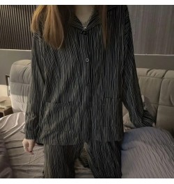 2022 Spring Autumn Women's New Black Zebra Striped Pajamas Long-sleeved Lazy Style Home Lounge Wear $41.56 - Tops & Tees