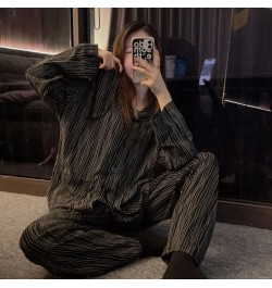 2022 Spring Autumn Women's New Black Zebra Striped Pajamas Long-sleeved Lazy Style Home Lounge Wear $41.56 - Tops & Tees