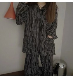 2022 Spring Autumn Women's New Black Zebra Striped Pajamas Long-sleeved Lazy Style Home Lounge Wear $41.56 - Tops & Tees