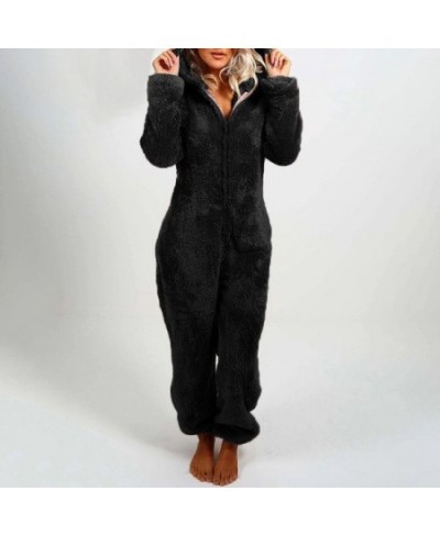 Women Casual Cute Bear Hooded Playsuit 2023 Autumn Winter Warm Velvet Jumpsuit Long Sleeve Romper Women Jumpsuits Clothes $54...