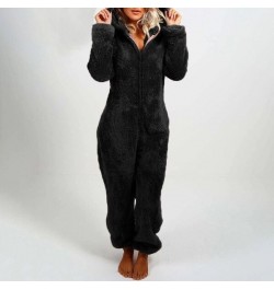 Women Casual Cute Bear Hooded Playsuit 2023 Autumn Winter Warm Velvet Jumpsuit Long Sleeve Romper Women Jumpsuits Clothes $54...