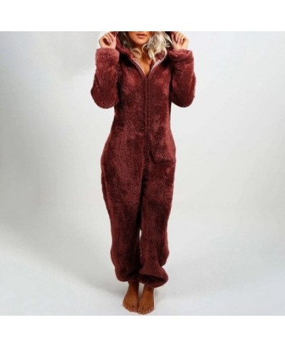 Women Casual Cute Bear Hooded Playsuit 2023 Autumn Winter Warm Velvet Jumpsuit Long Sleeve Romper Women Jumpsuits Clothes $54...