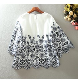 Women's spring autumn flare sleeve vintage embroidery cotton shirt female casual loose chic cotton shirt blouse tb128 $56.45 ...