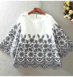 Women's spring autumn flare sleeve vintage embroidery cotton shirt female casual loose chic cotton shirt blouse tb128 $56.45 ...