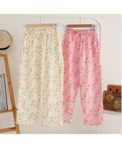 Sweet Floral Dot Animal Gingham Plaid Print Full Length Pants Women Elastic high Waist Loose Casual Long Trousers Sleep Pants...