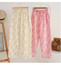 Sweet Floral Dot Animal Gingham Plaid Print Full Length Pants Women Elastic high Waist Loose Casual Long Trousers Sleep Pants...