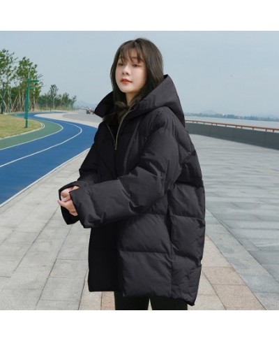 Winter New Style Puffer Jackets Women White Zipper Long Down Jacket Woman Korean Loose Hooded Bubble Coats Female $76.67 - Ja...