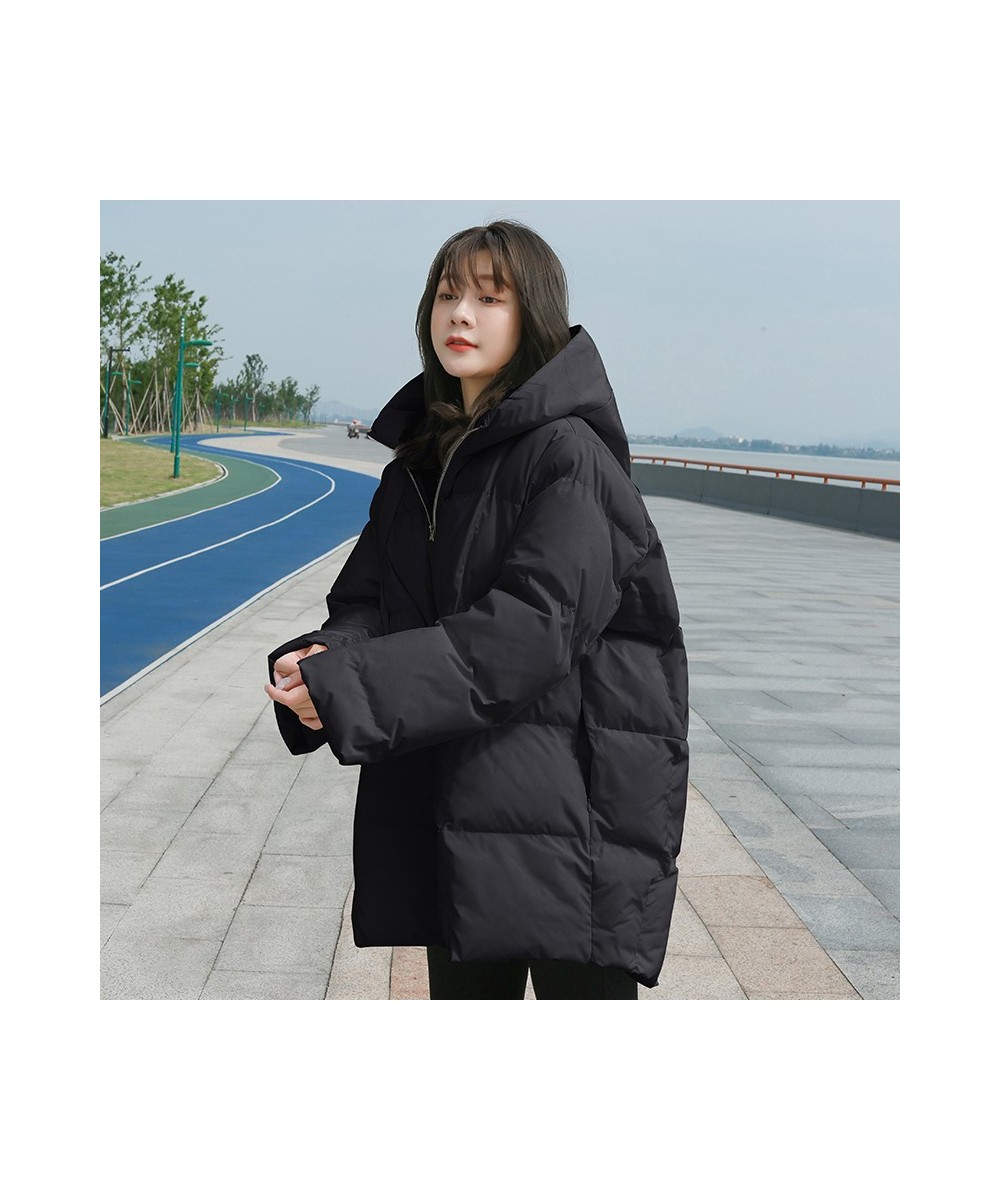 Winter New Style Puffer Jackets Women White Zipper Long Down Jacket Woman Korean Loose Hooded Bubble Coats Female $76.67 - Ja...