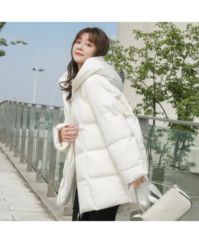 Winter New Style Puffer Jackets Women White Zipper Long Down Jacket Woman Korean Loose Hooded Bubble Coats Female $76.67 - Ja...