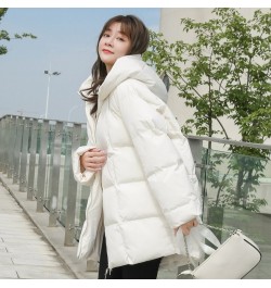 Winter New Style Puffer Jackets Women White Zipper Long Down Jacket Woman Korean Loose Hooded Bubble Coats Female $76.67 - Ja...