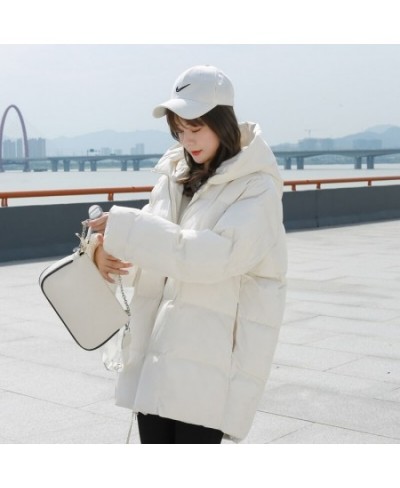 Winter New Style Puffer Jackets Women White Zipper Long Down Jacket Woman Korean Loose Hooded Bubble Coats Female $76.67 - Ja...