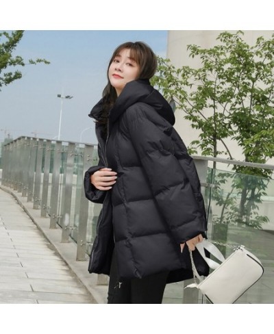 Winter New Style Puffer Jackets Women White Zipper Long Down Jacket Woman Korean Loose Hooded Bubble Coats Female $76.67 - Ja...